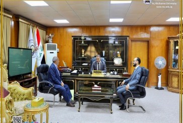 وفد العتبة العلوية المقدسة يلتقي رئيس جامعة المثنى
